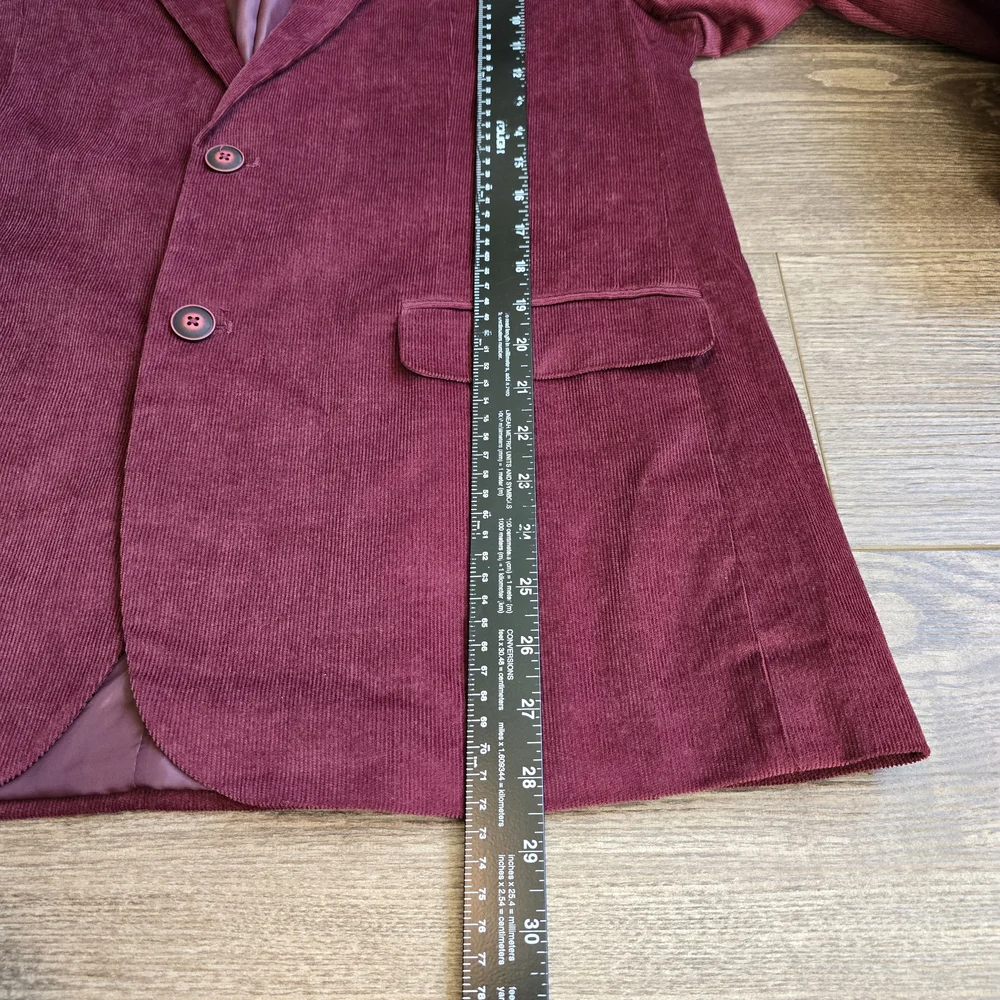 NAUTICA Blazer Mens L Burgundy Mirco Corduroy Modern Sport Coat Grandpa Preppy